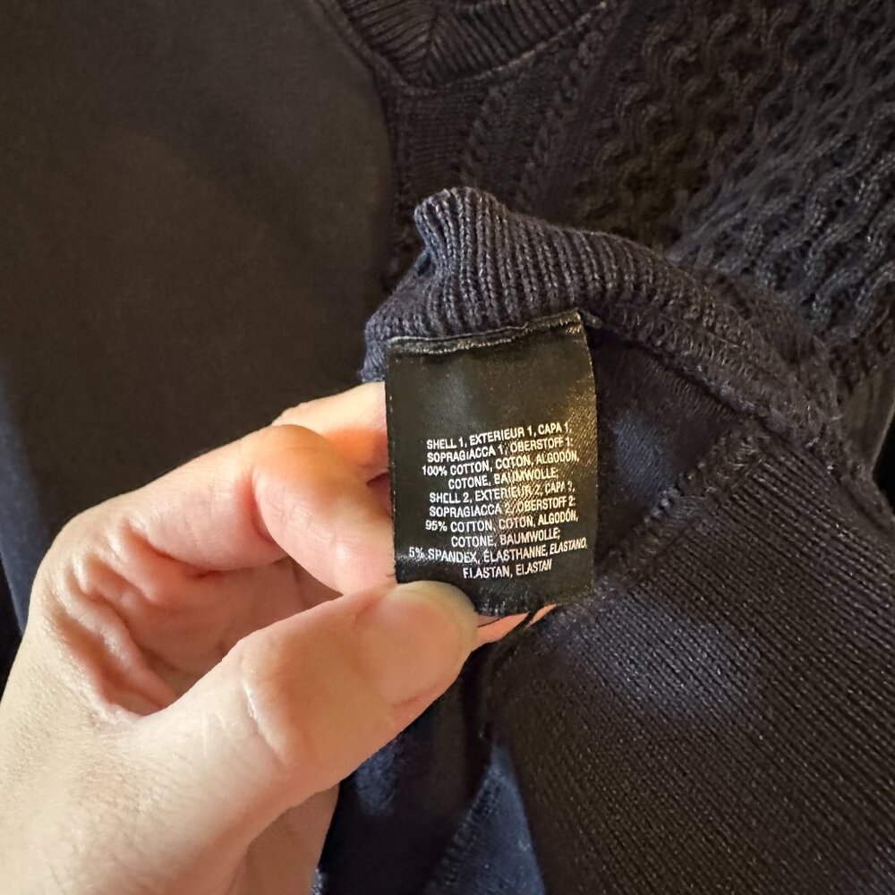 Anthropologie Saturday Sunday Arcana Navy Blue Side Button Sweater Cableknit L - Picture 12 of 12